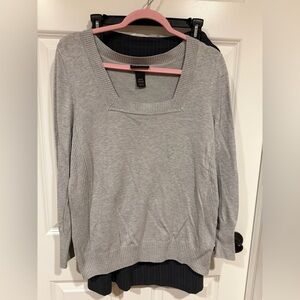 Women’s Size 18/20 Lane Bryant Grey Pinstripe Skirt And Grey Sweater